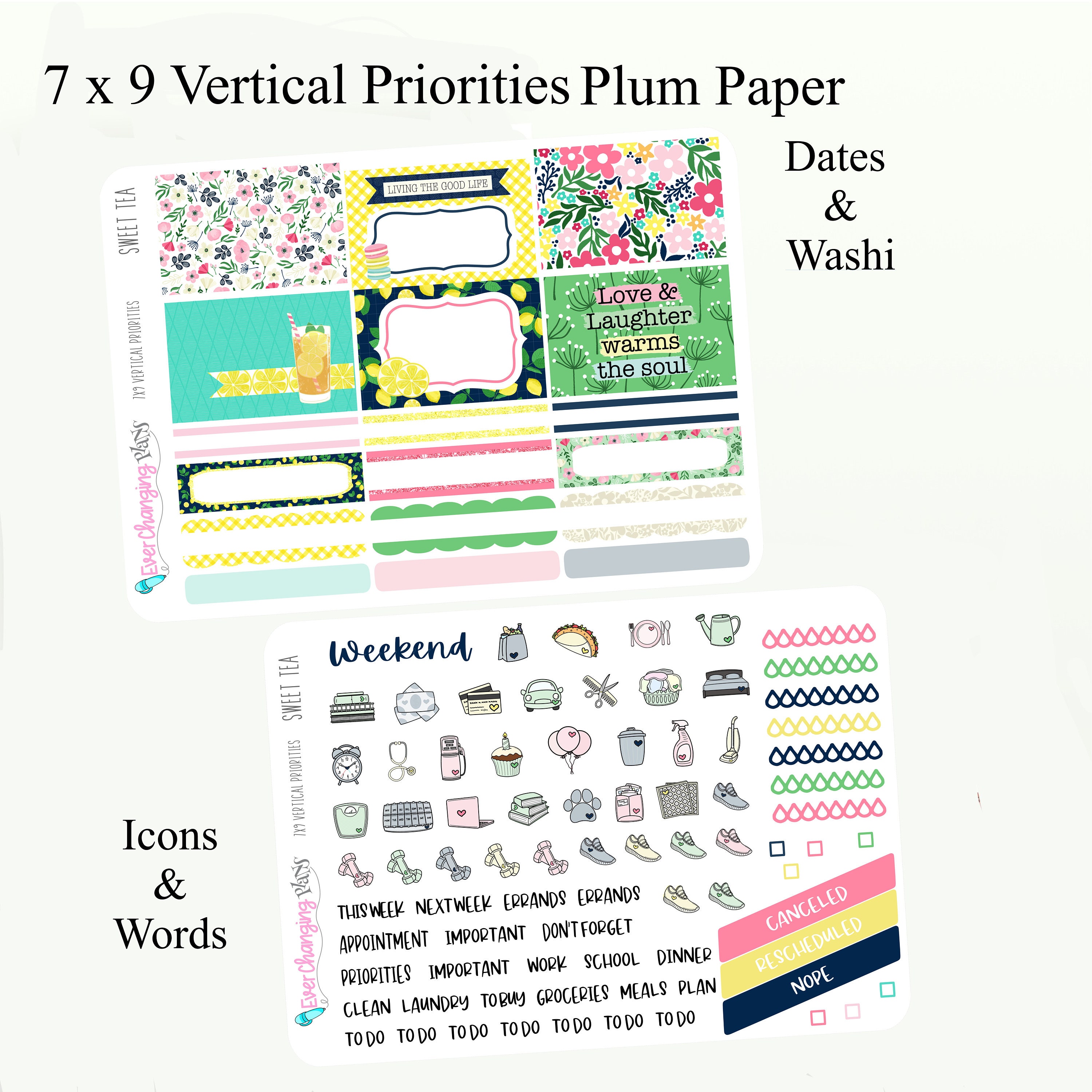 Sweet Tea Vertical Priorities Plum Paper Kit - Summer Lemons Vertical ...