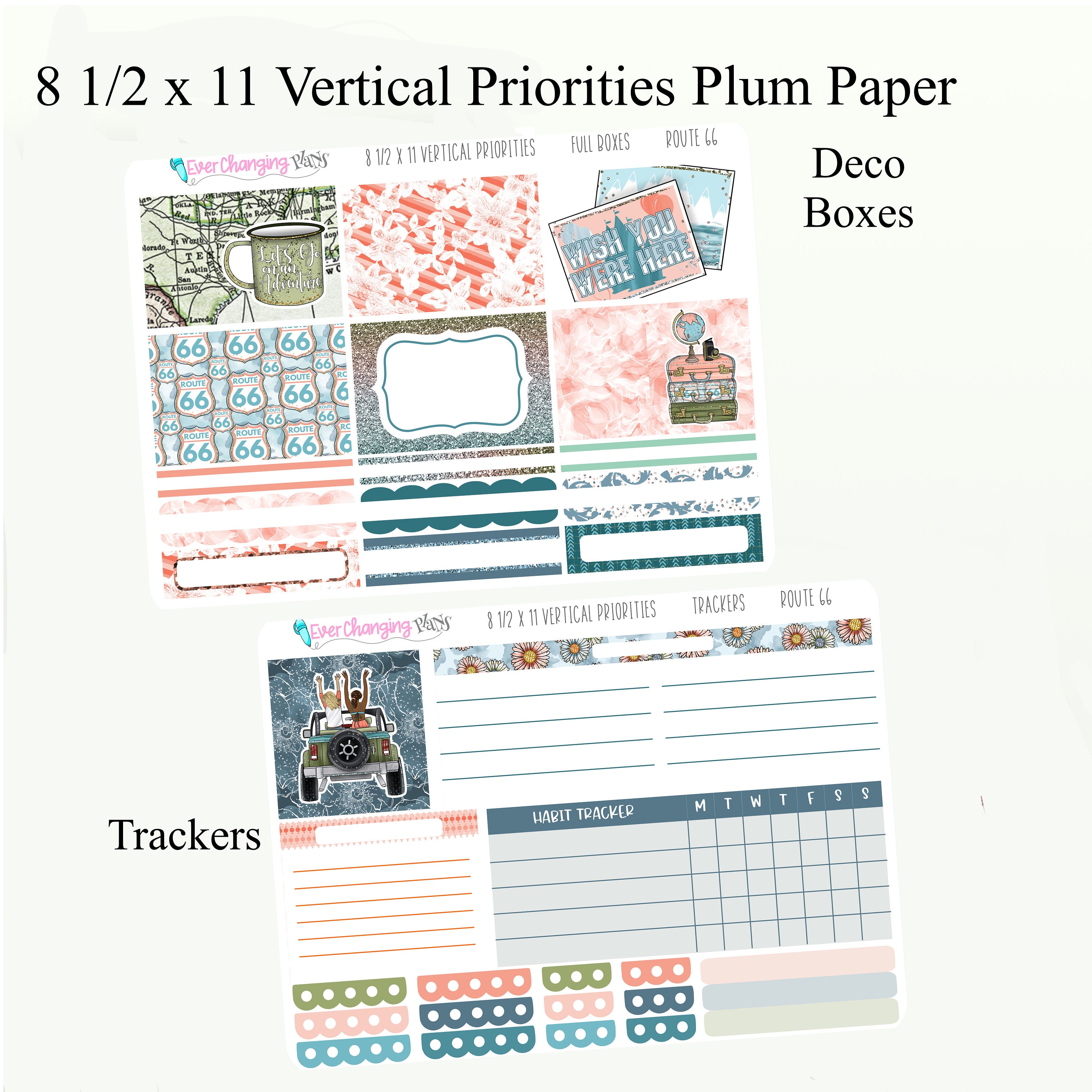 Route 66 Vertical Priorities Plum Paper Kit - Road Trip Adventure ...