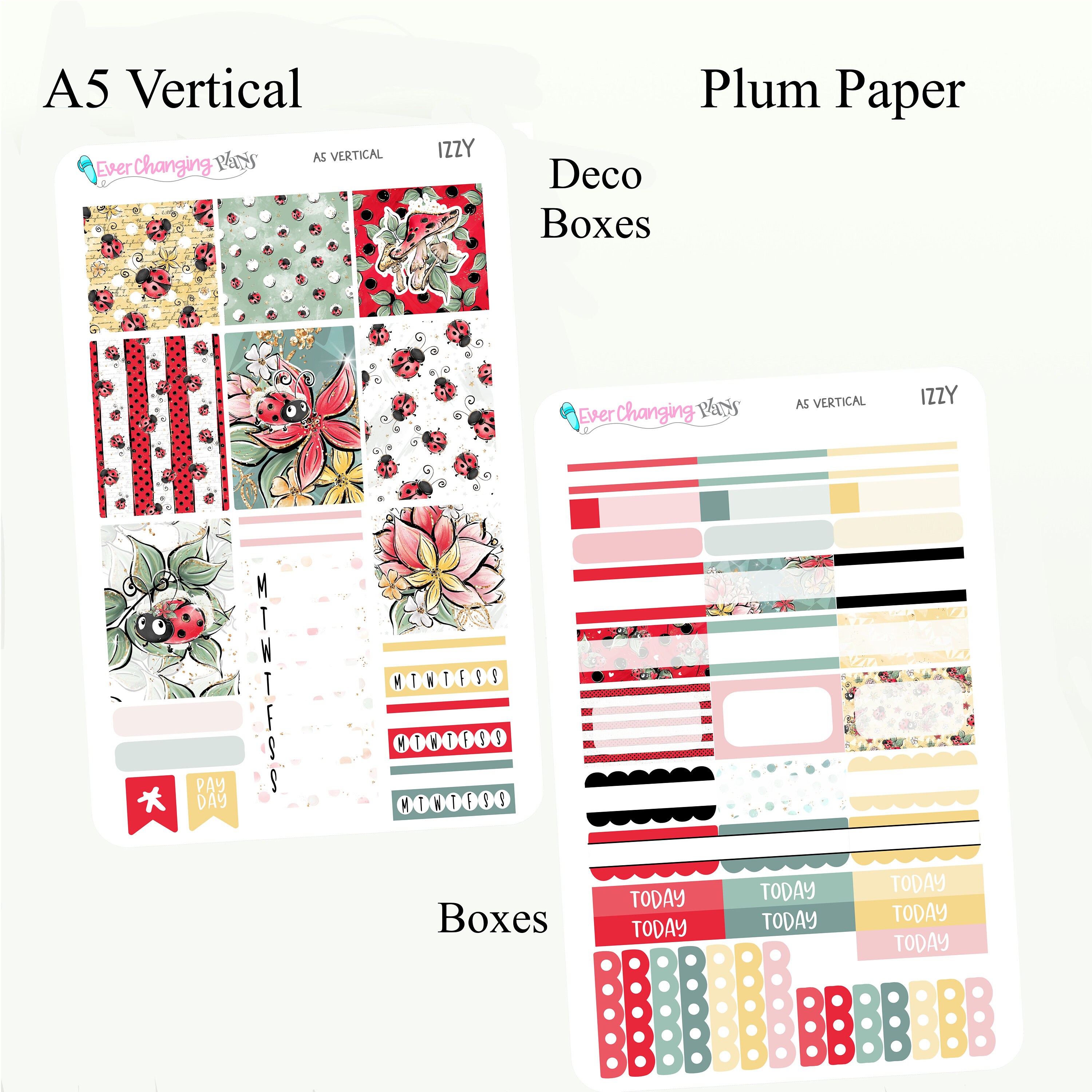 Ladybug Vertical Plum Paper - Summer Izzy Weekly Planner Kit - Blossom ...