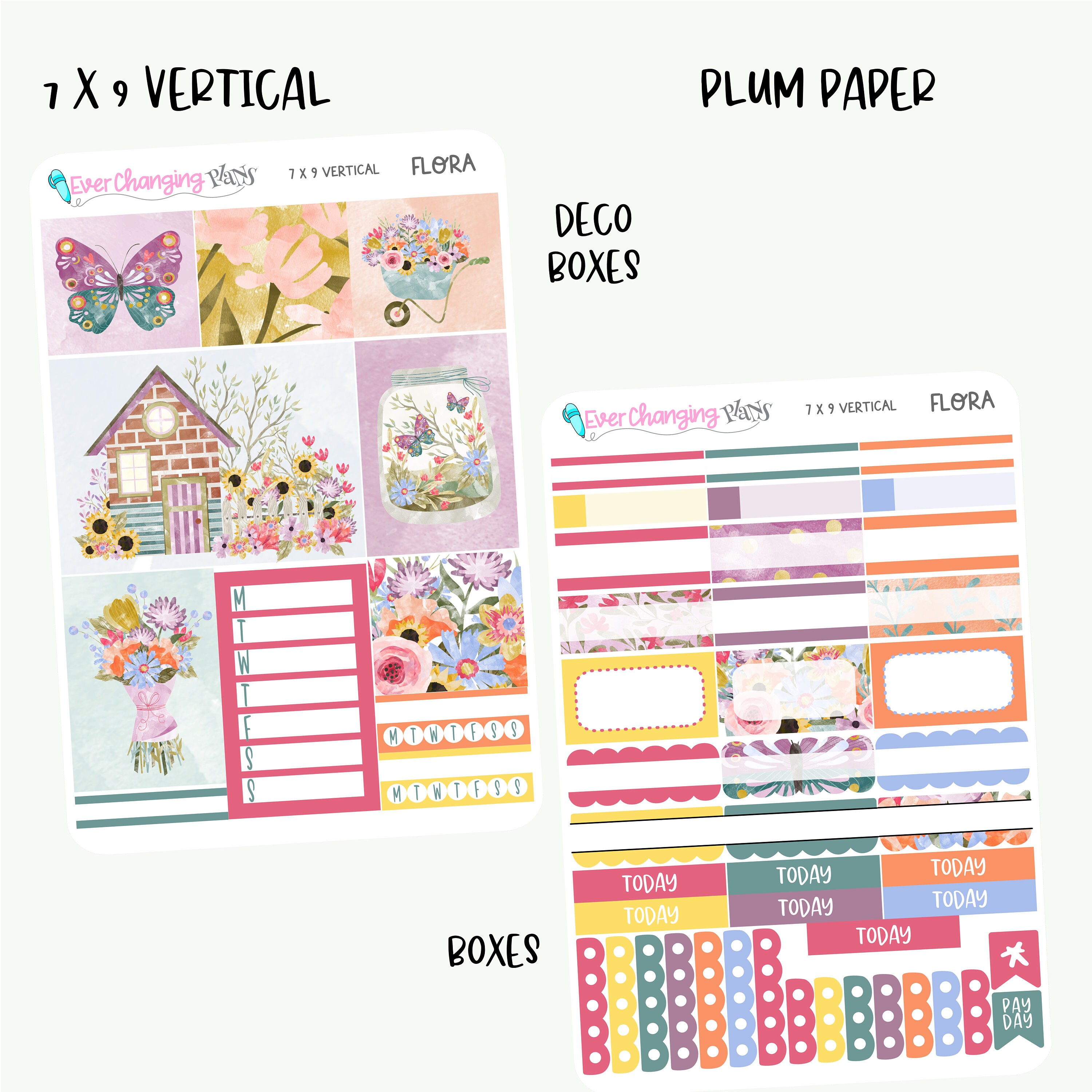 Flora Vertical Plum Paper - Spring Garden Floral Weekly Planner Kit - 8 ...