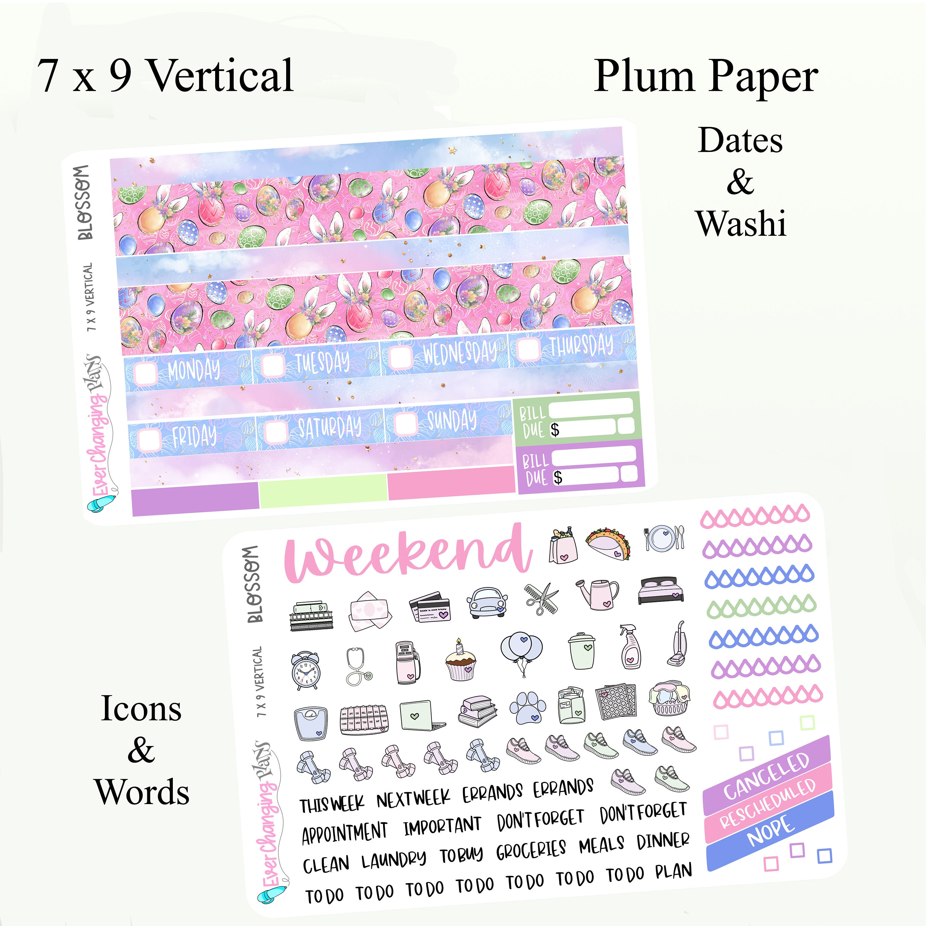 Easter Vertical Plum Paper - Spring Easter Weekly Planner Kit - Blossom ...