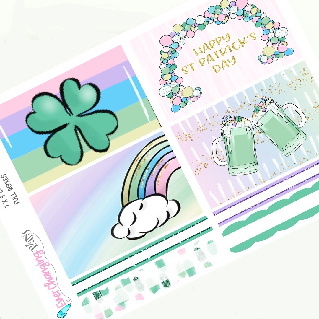 St Patrick's Day Daily Plum Paper Kit - Lucky Daily Weekly Planner Kit ...