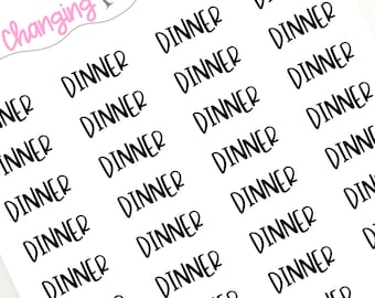 Dinner Word Text Script Stickers - Typografie Stickers - Header Stickers - Planner Script Stickers