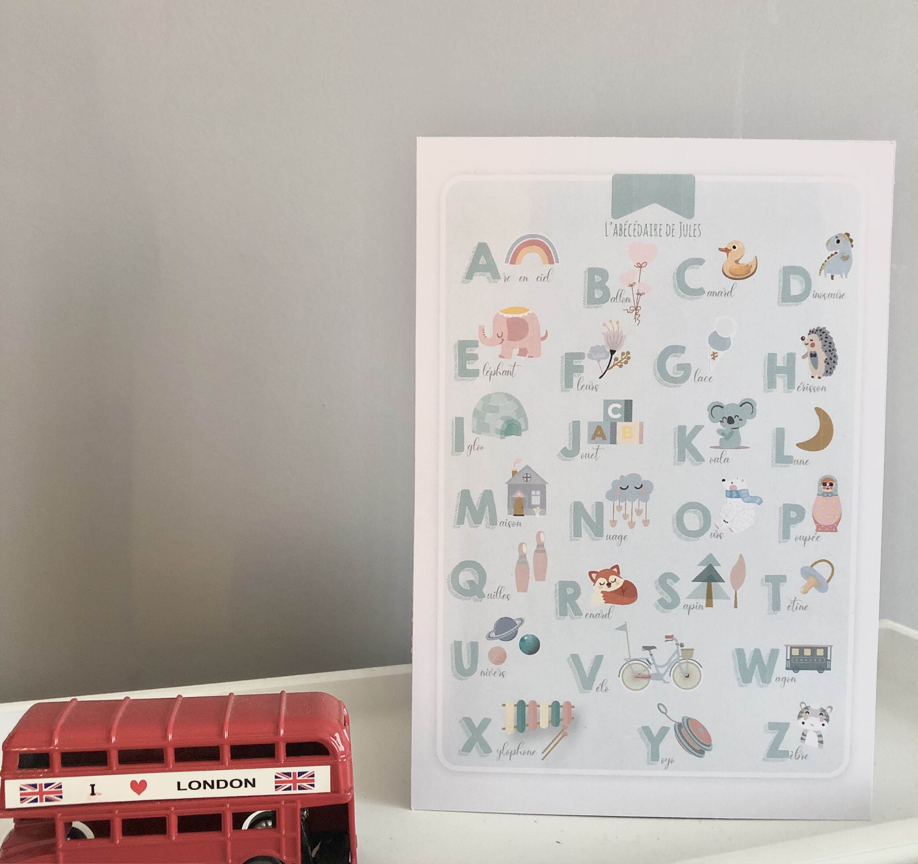 Abécédaire Personnalisé Bébé, Affiche Alphabet