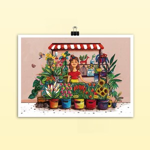 Postcard flower shop "flowershop open"