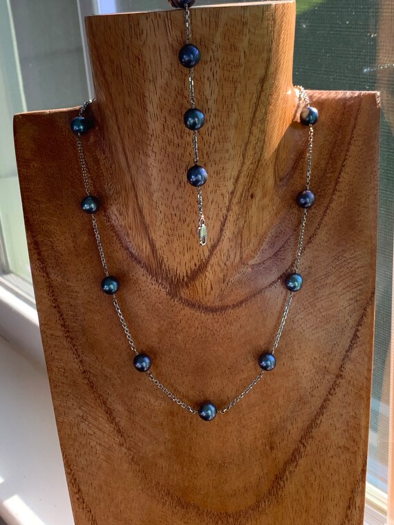 Vintage 14K Pearl Necklace And Bracelet Set 16 1/… - image 2