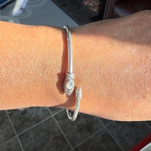 Very Rare Sterling Silver Snake And Rattle West Indian Bangle 8 3/4 Inch West Indies 16.68 Grams