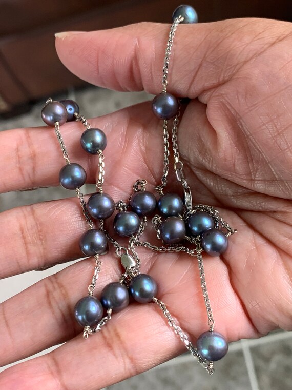 Vintage 14K Pearl Necklace And Bracelet Set 16 1/… - image 4