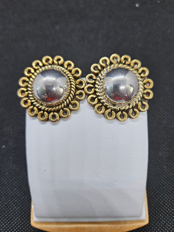 Vintage Sterling Silver Two-tone Earrings
