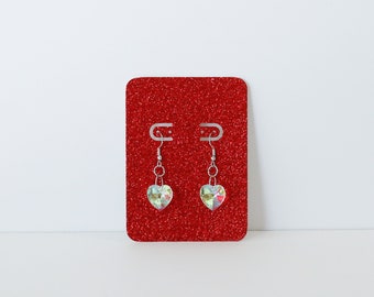 Crystal Heart Little Drops - Sparkly Earrings - Clear Crystal Glass Hearts - Valentine's Day Jewelry - Love Collection - Minimalist Earrings