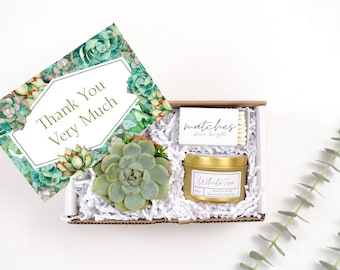 Thank You Gift| Thank You| Teacher Thank You| Appreciation Gift| Client Thank You| Personalized Gift| Succulent Gift| Soy Candle Gift