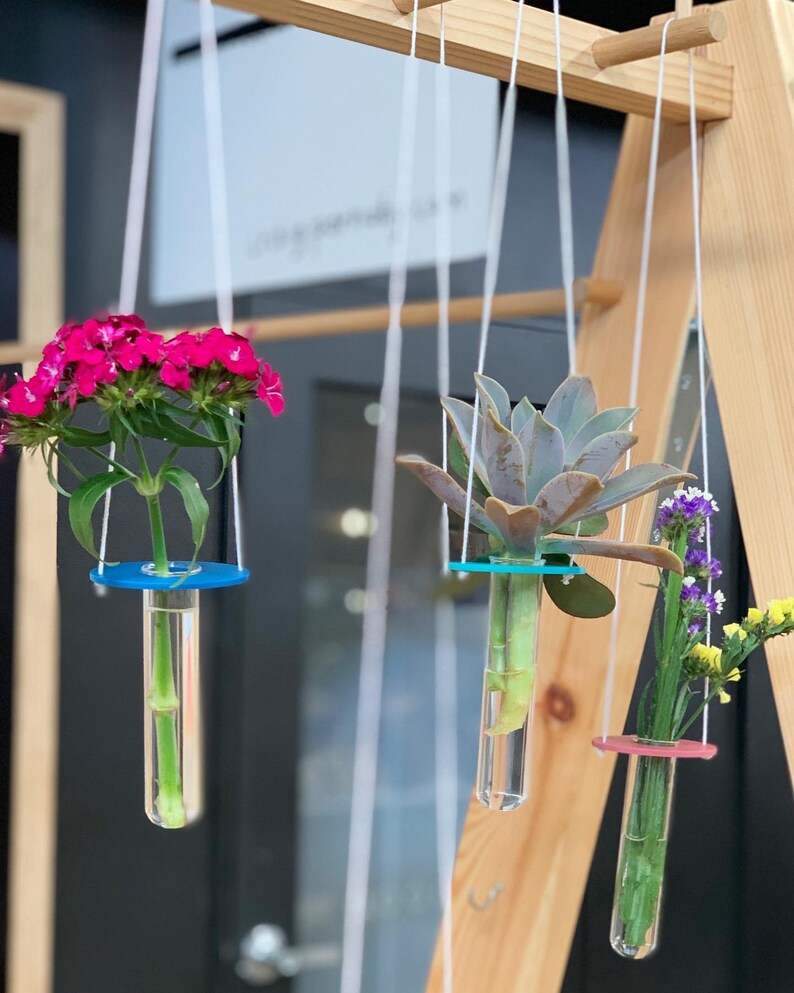 Oval Sea Green Posie Keep-oh Hanging Vase Propogation Flower Hanger Hanging Bud Vase Handmade Sustainable Off Grid Studio image 5