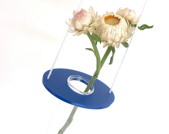 Oval Royal Blue Posie Keep-oh - Hanging Vase - Propogation - Flower Hanger - Hanging Bud Vase - Handmade - Sustainable Off Grid Studio