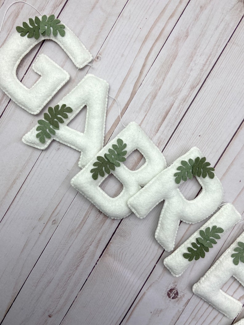 Felt name banner, jungle nursery decor, felt letters, jungle name banner, forest nursery decor, rainforest baby shower banner, felt name image 5