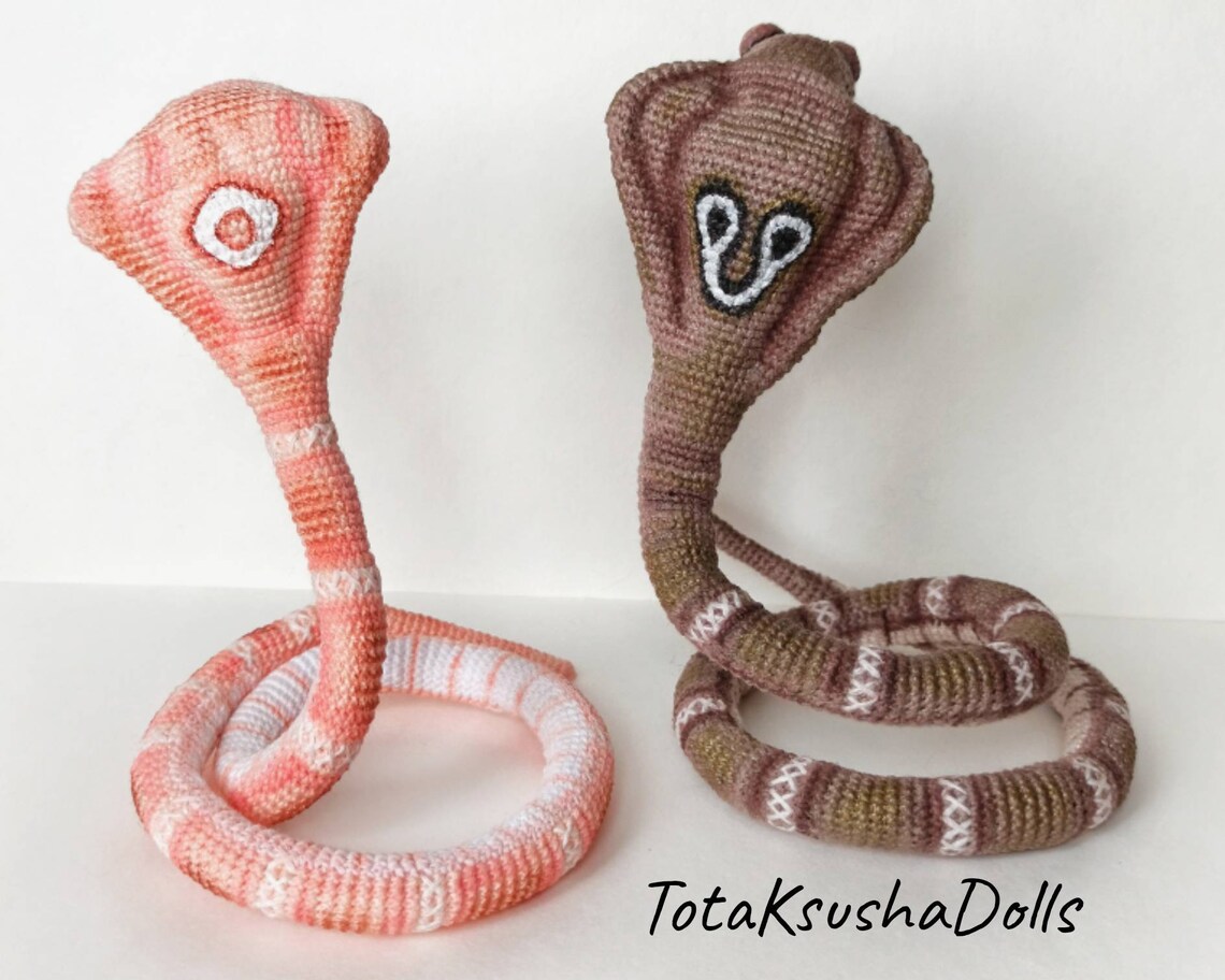 Crochet cobra pattern. Realistic snake. Instruction for Etsy