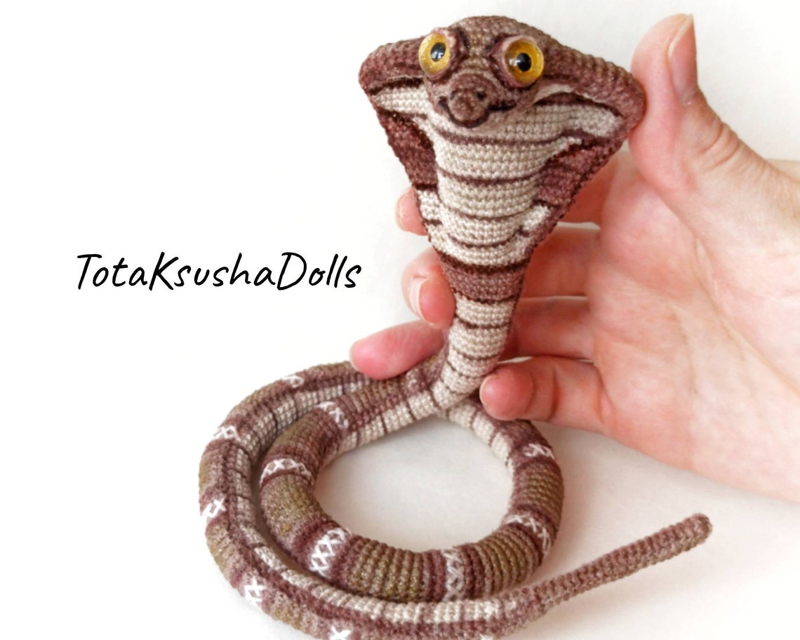 Crochet cobra pattern. Realistic snake. Instruction for Etsy