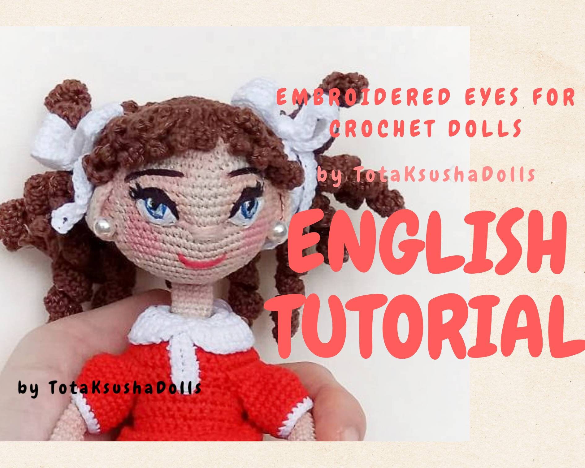 Tutorial of the embroidered eyes for crochet doll. Eyes Etsy