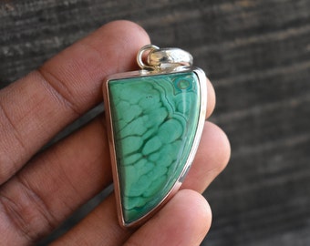 natural malachite pendant,925 silver pendant,green malachite pendant,natural green malachite,unique shape pendant,malachite gemstone pendant