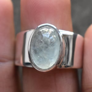 AAA Quality mens aquamarine ring,925 silver ring,unisex aquamarine ring,natural aquamarine ring,aquamarine mena ring,big band mens ring