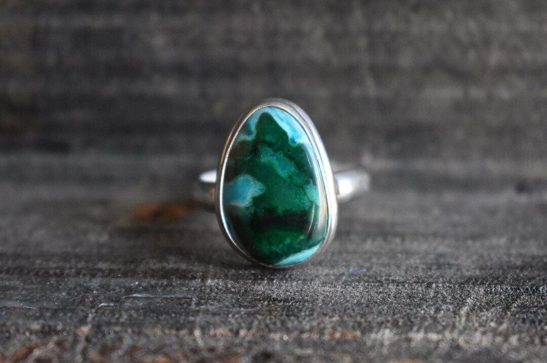 Natural Azurite Malachite Ring,925 Silver Ring,azurite Malachite Ring ...