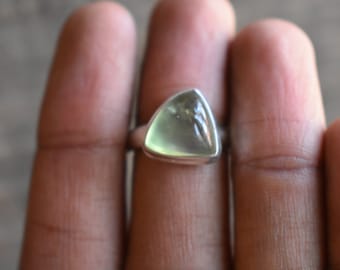 AAA Green Prehnite Ring, 925 Sterling Silver, Gemstone Ring