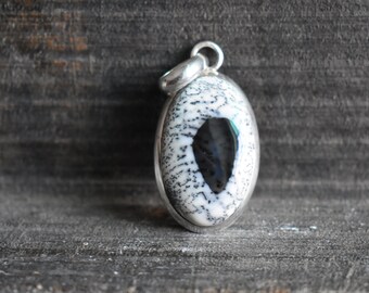 Natural Dendrite Agate 925 Silver Pendant, Gemstone Necklace