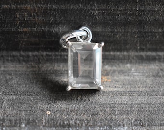 Faceted Crystal Quartz 925 Silver Pendant, AAA Quality