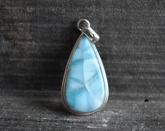Pendentif Larimar AAA, collier en argent sterling 925 en forme de larme