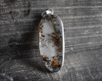 AAA Garden Quartz Lodolite 925 Silver Pendant