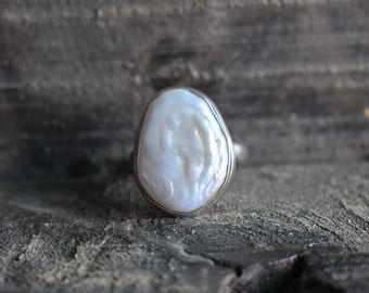 AAA Perlmutt Ring, 925 Sterling Silber, Boho Schmuck