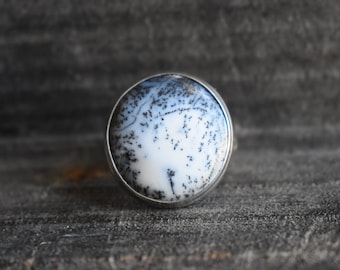 Natural Dendritic Agate 925 Sterling Silver Ring
