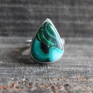natural azurite malachite ring,925 silver ring,azurite malachite ring,azurite gemstone ring,malachite ring,drop shape ring,gemstone ring