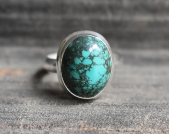 tibetan turquoise ring,925 silver ring,natural tibetan turquoise ring,turquoise ring,oval shape ring,gemstone ring