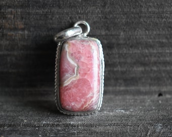 Natural Rhodochrosite 925 Silver Pendant, AAA Gemstone