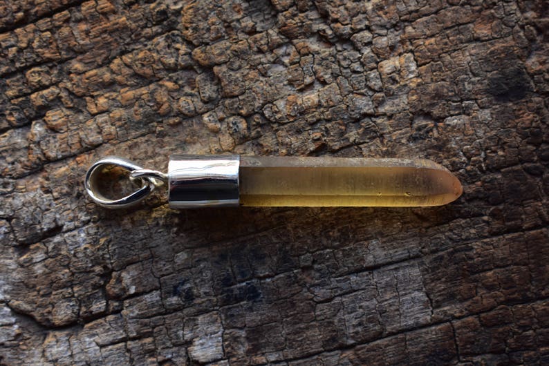 citrine pendant,natural citrine pendant,citrine necklace,amazing citrine pendant,925 silver pendant,pencil shape pendant