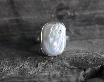 AAA Perlmutt-Ring, 925 Sterling Silber, Boho Style