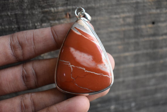ネックレス・ペンダント Red Jasper Pendant SILVER 925 Natural Red Jasper Pendant, 925 Sterling Silver, Gemstone Necklace