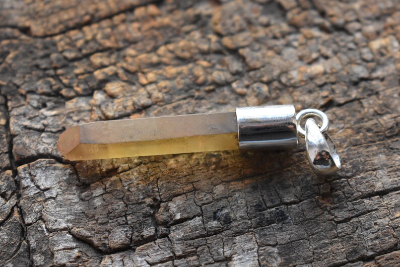 citrine pendant,natural citrine pendant,citrine necklace,amazing citrine pendant,925 silver pendant,pencil shape pendant