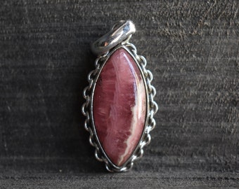 AAA Rhodochrosite 925 Silver Pendant, Natural Gemstone