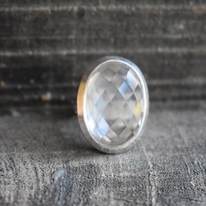 natural crystal quartz ring,925 silver ring,unisex crystal quartz ring,heavy and crystal ring,faceted crystal quartz ring,clear quartz ring