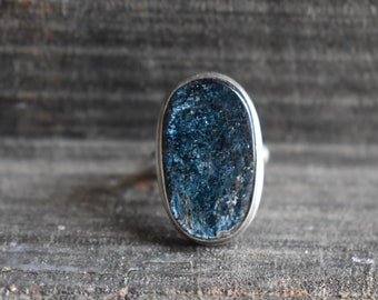 Oval Moss Kyanite Ring, Handmade 925 Silver Ring, AAA Quality