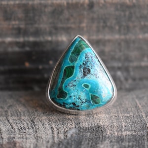 natural azurite malachite ring,925 silver ring,azurite malachite ring,azurite gemstone ring,malachite ring,drop shape ring,gemstone ring