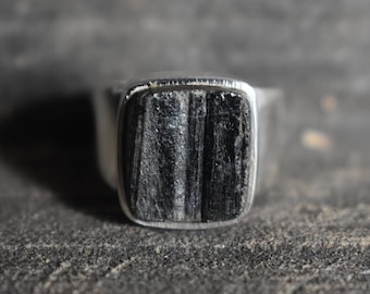 black tourmaline mens ring,unisex black tourmaline ring,natural tourmaline ring,925 silver ring,mens tourmaline ring,tourmaline ring