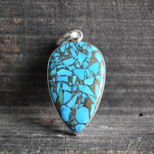 blue copper turquoise pendant,turquoise pendant,925 silver pendant,pendant for women,blue copper turquoise necklace,gemstone pendant