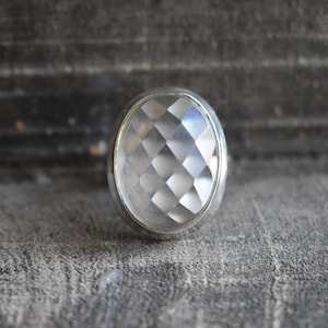 natürlicher Kristallquarzring,925er Silberring,Unisex-Kristallquarzring,schwerer und Kristallring,facettierter Kristallquarzring,klarer Quarzring