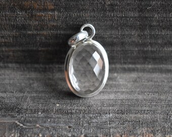 AAA Faceted Crystal Quartz 925 Silver Pendant