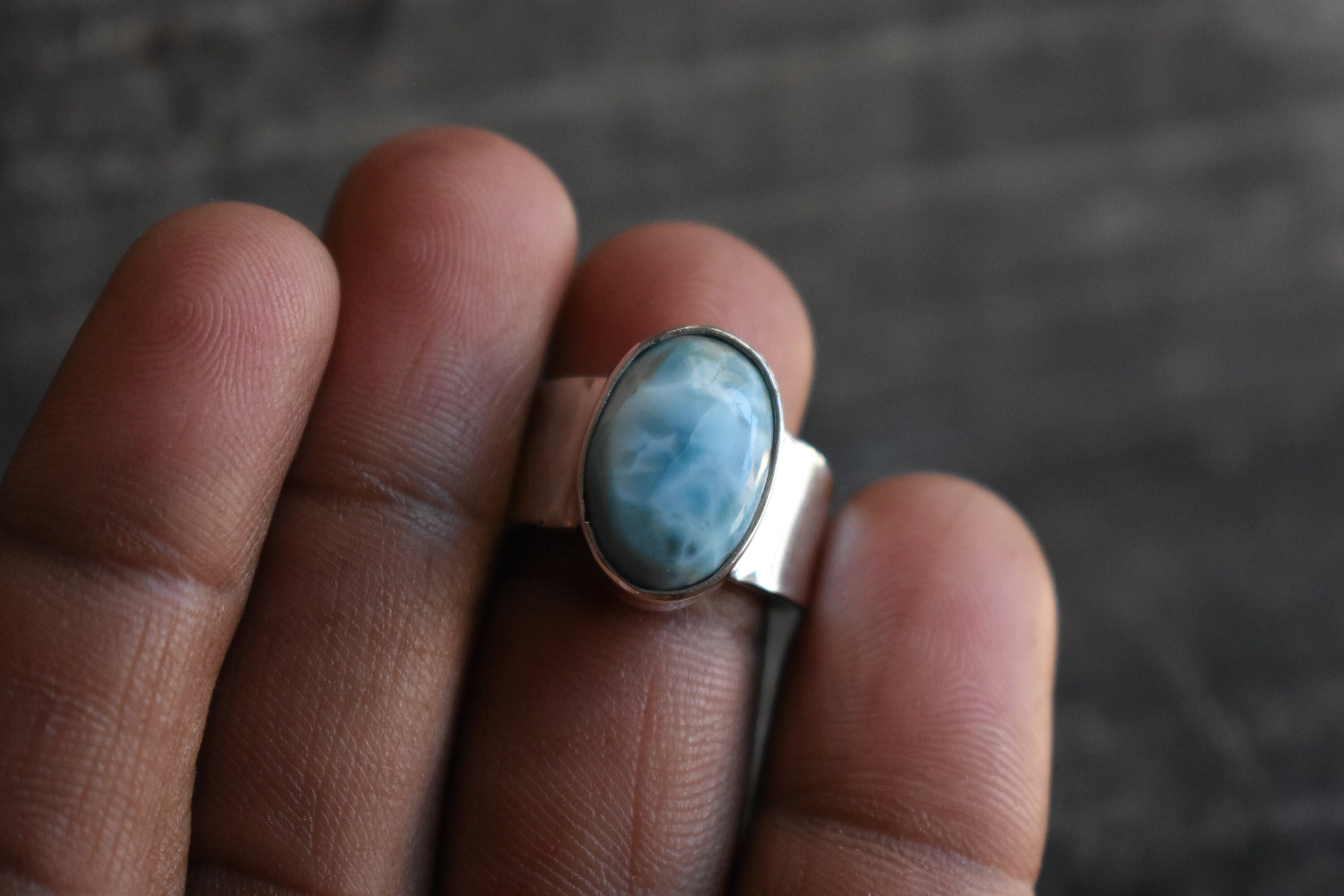 Natural larimar mens ringmens larimar ring925 silver Etsy