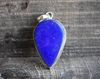 Oval Lapis Lazuli Pendant, 925 Sterling Silver, Natural Gemstone