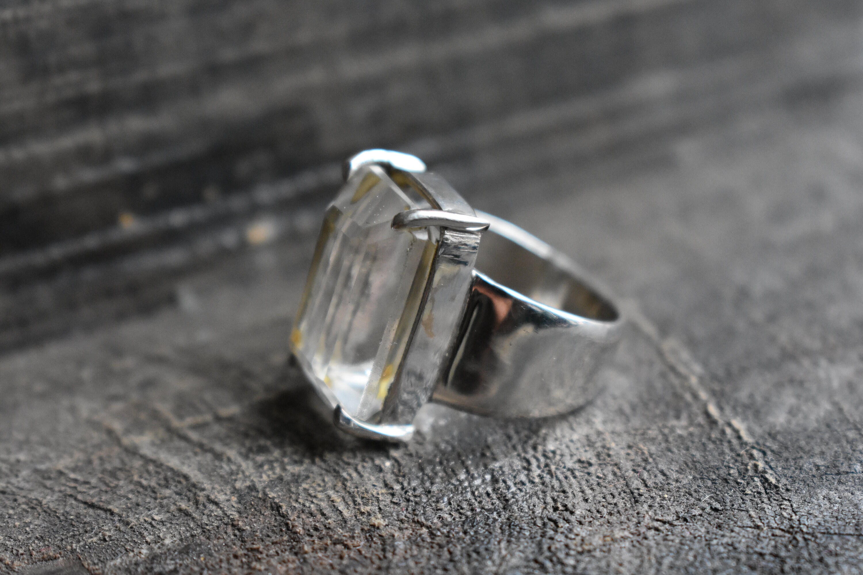 Natural Crystal Quartz Mens Ring925 Silver Ringunisex Etsy