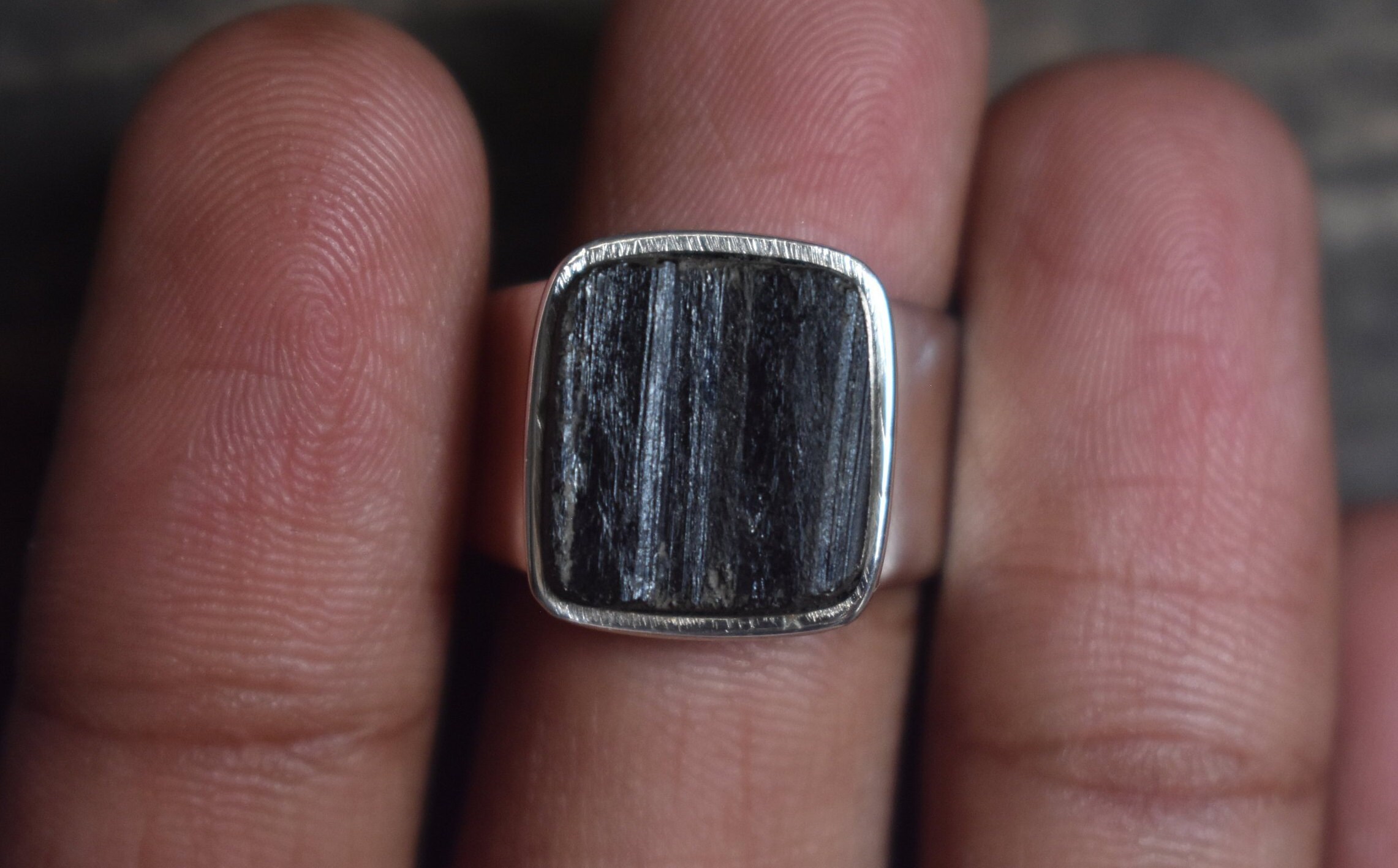 Black Tourmaline Mens Ringunisex Black Tourmaline Etsy